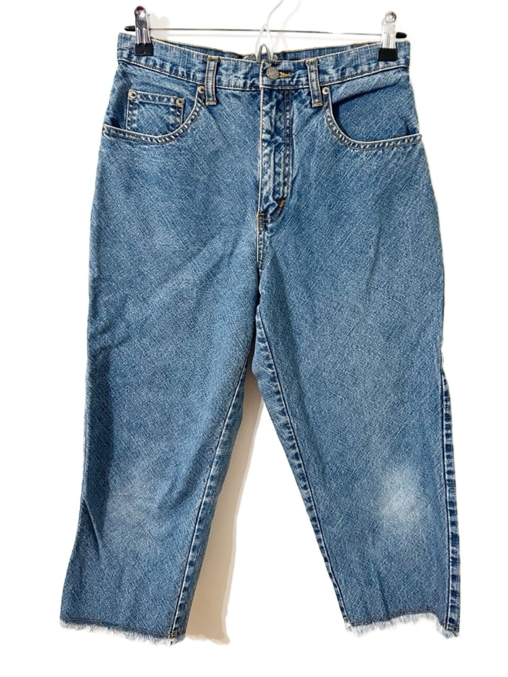 Vintage Bill Blass Jeans Women’s 4P High Rise Cropped Straight Leg Raw Hem Blue